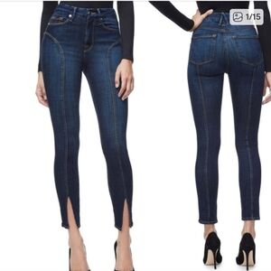 Good American Jeans Good Legs Front Slit Womens 4 Dark Blue High Rise